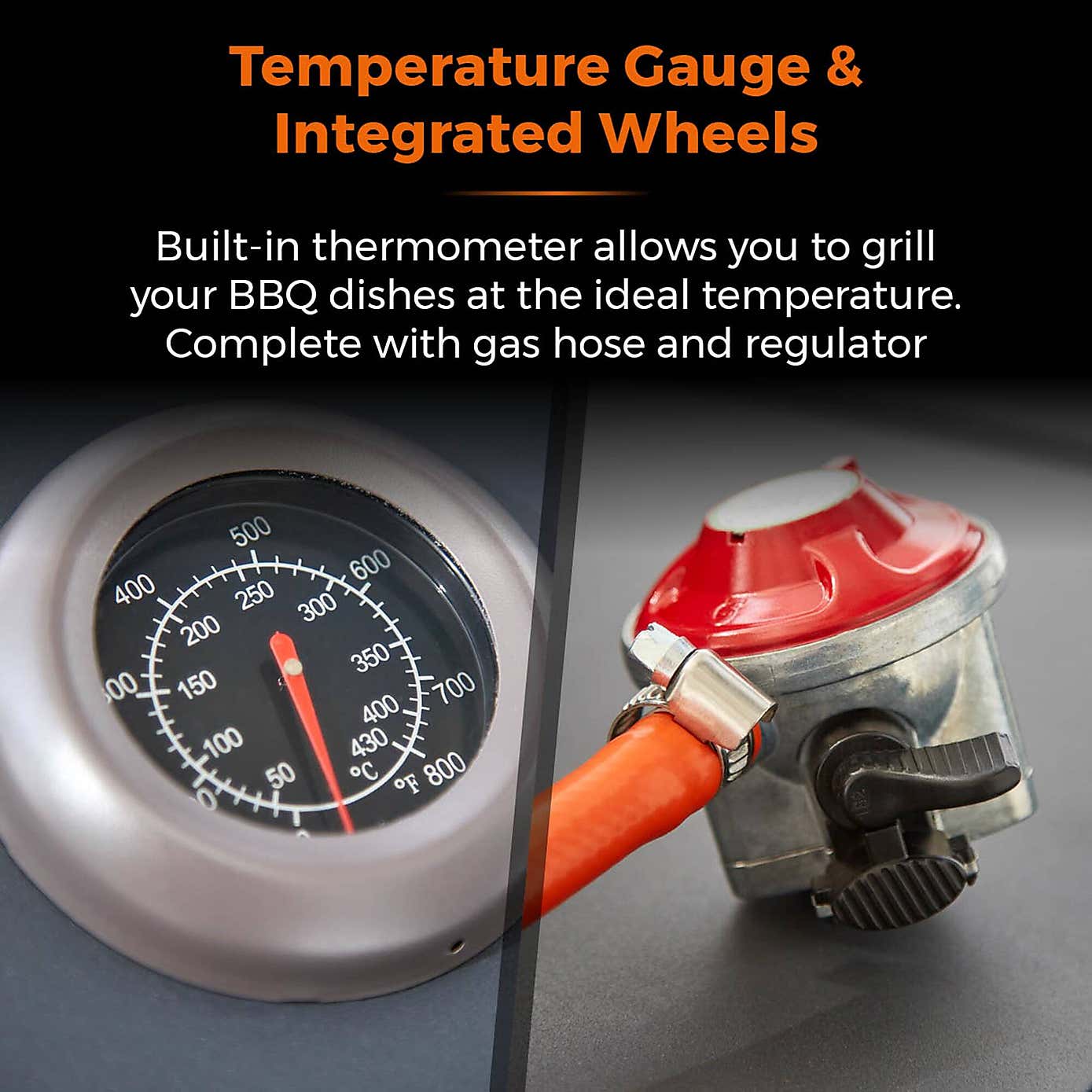 Tower Stealth Plus Four Burner Gas BBQ with Side Burner, Black Steel