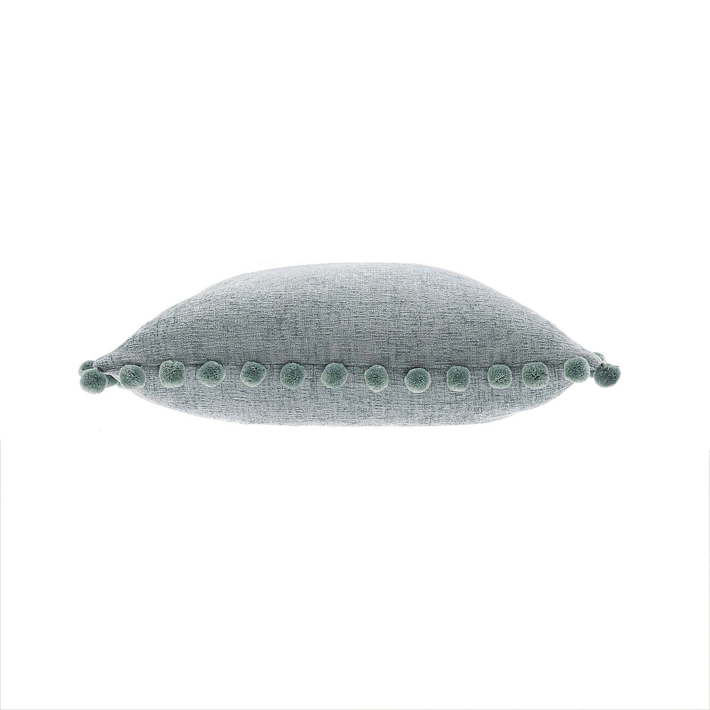 Chenille Square PomPom Cushion