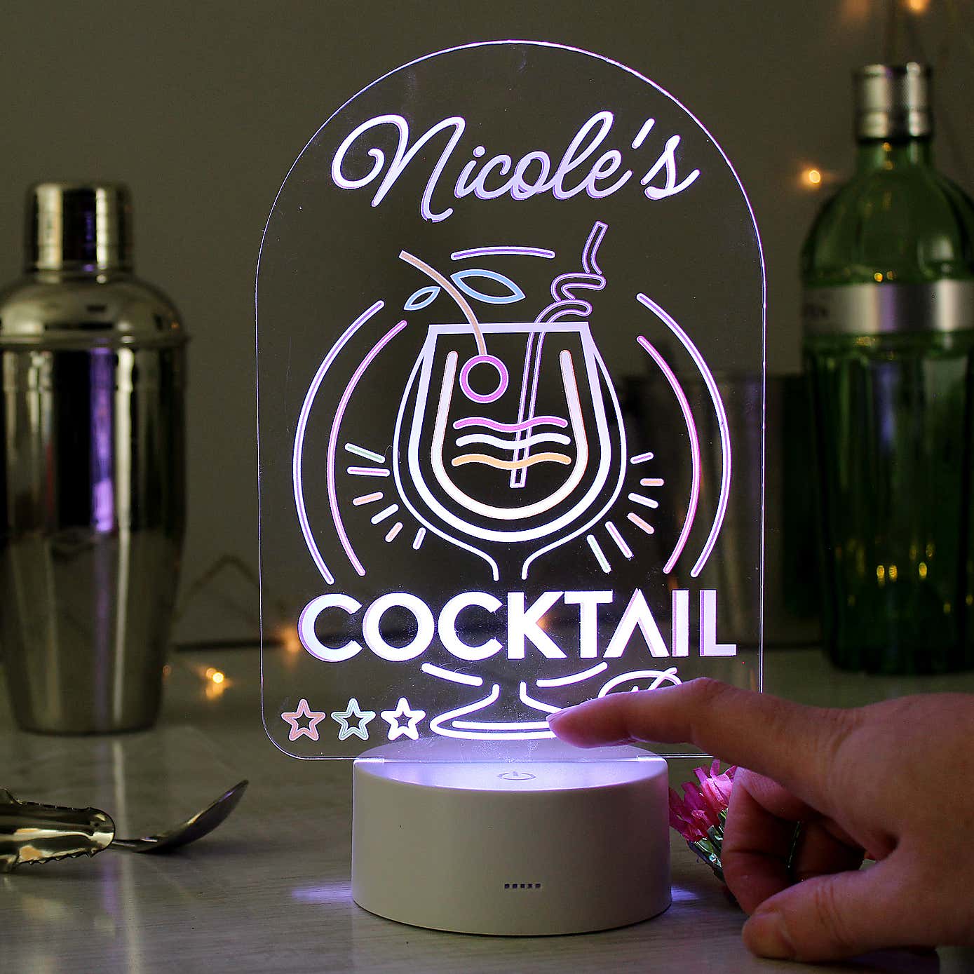 Personalised Cocktail Colour Changing Night LED Light