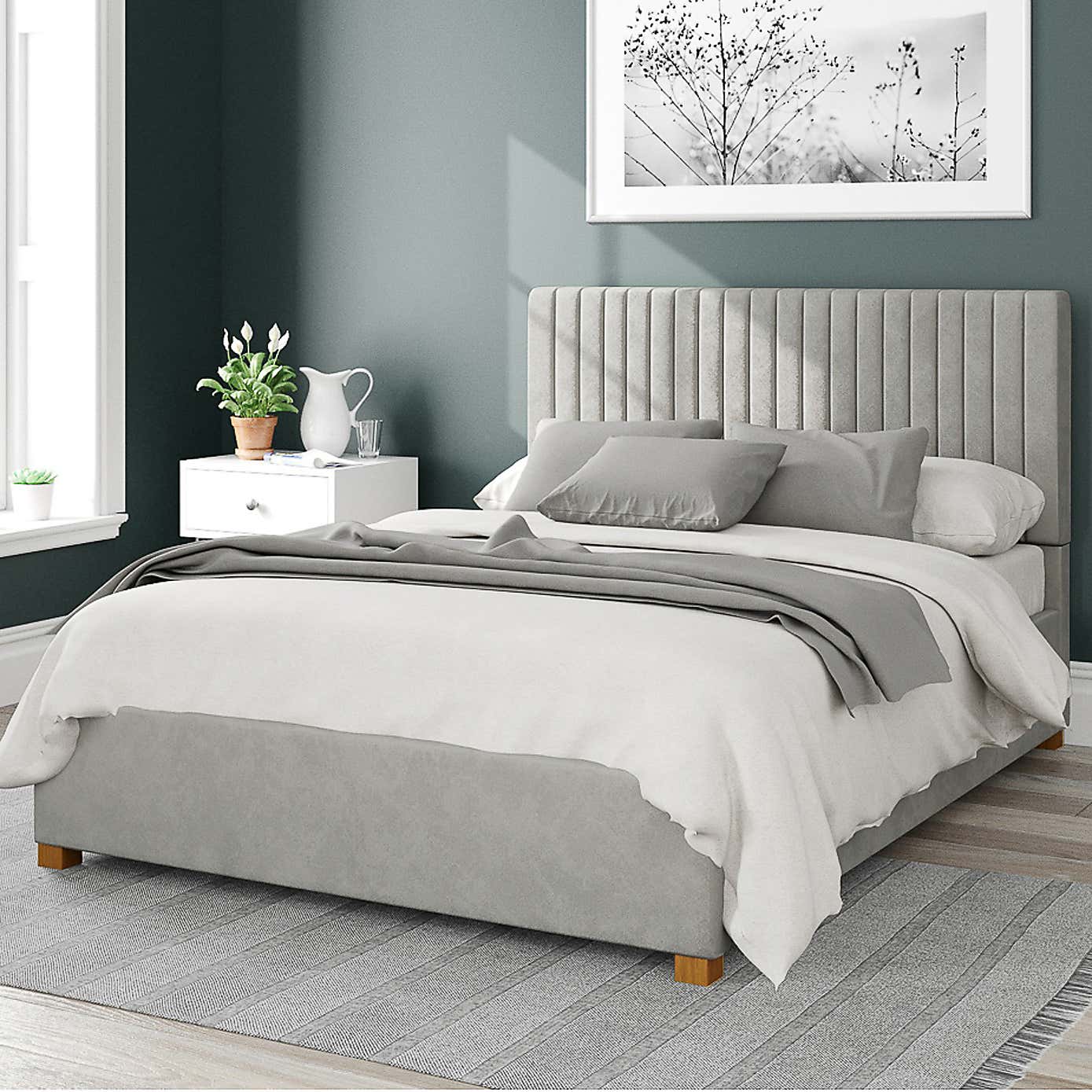 Grant Plush Velvet Ottoman Bed