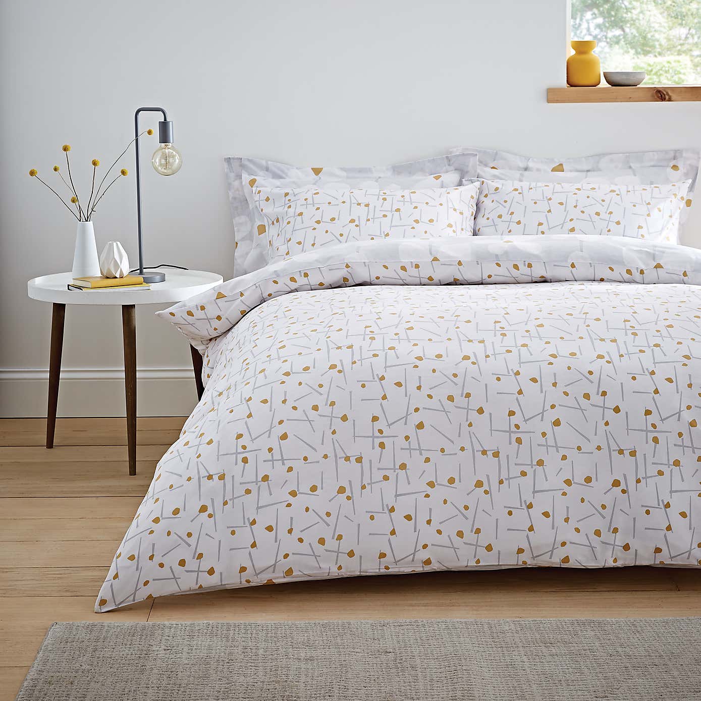 Elements Lena Reversible Grey Duvet Cover and Pillowcase Set