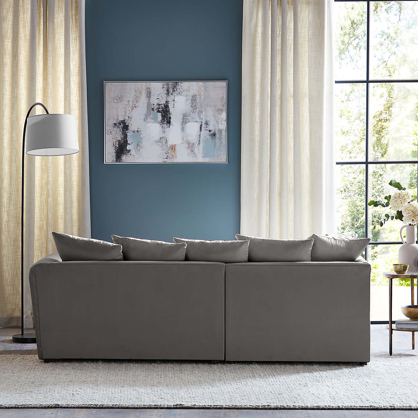 Blake Opulent Velvet Curved Quilted Arm Corner Sofa