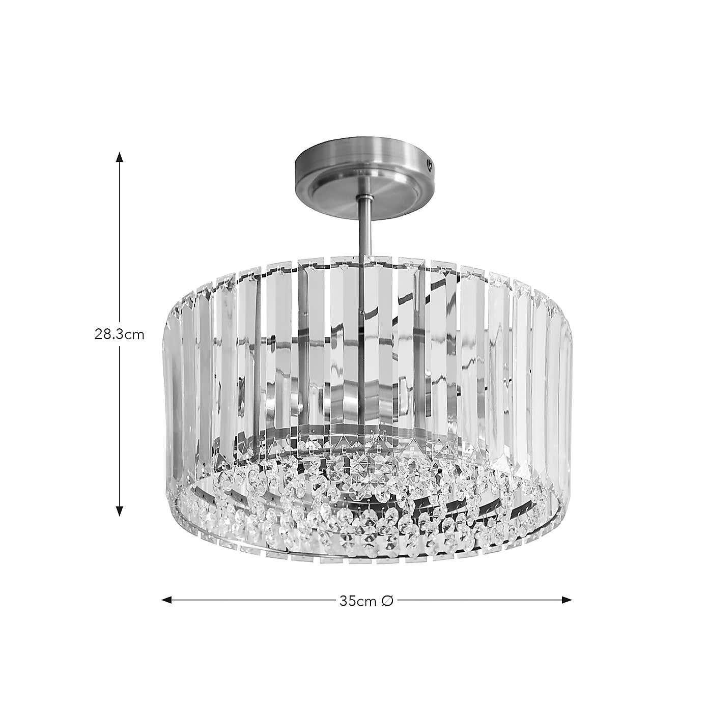 Crus 3 Light Semi Flush Ceiling Light