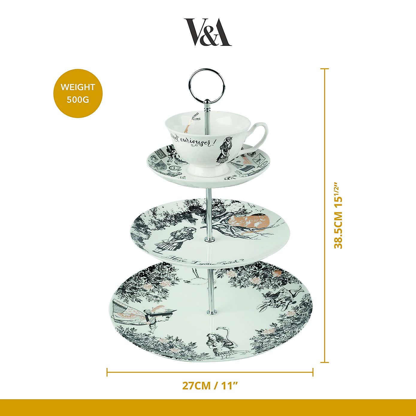 V and A Alice in Wonderland 3 Tier Cake Stand