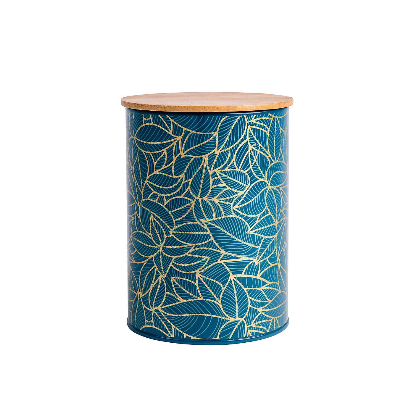 Botanicals Teal Leaf Storage Kitchen Canister