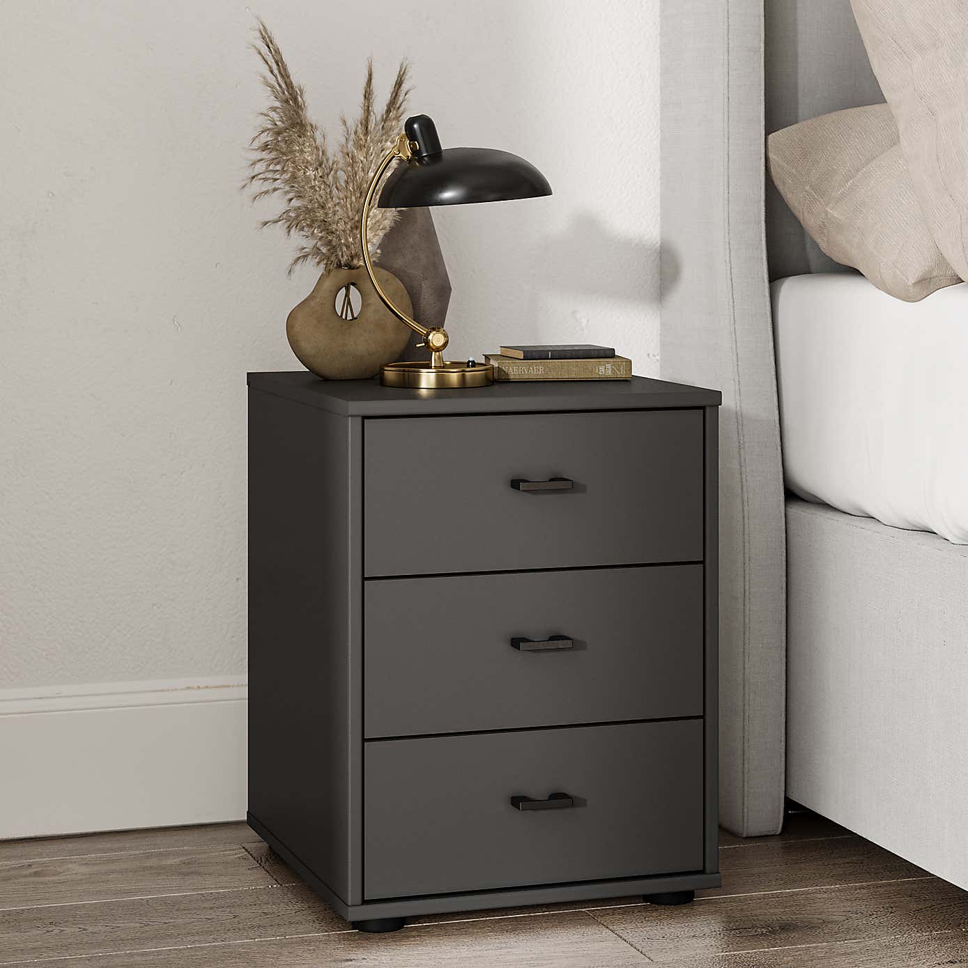 Kahla Matt 3 Drawer Bedside Table