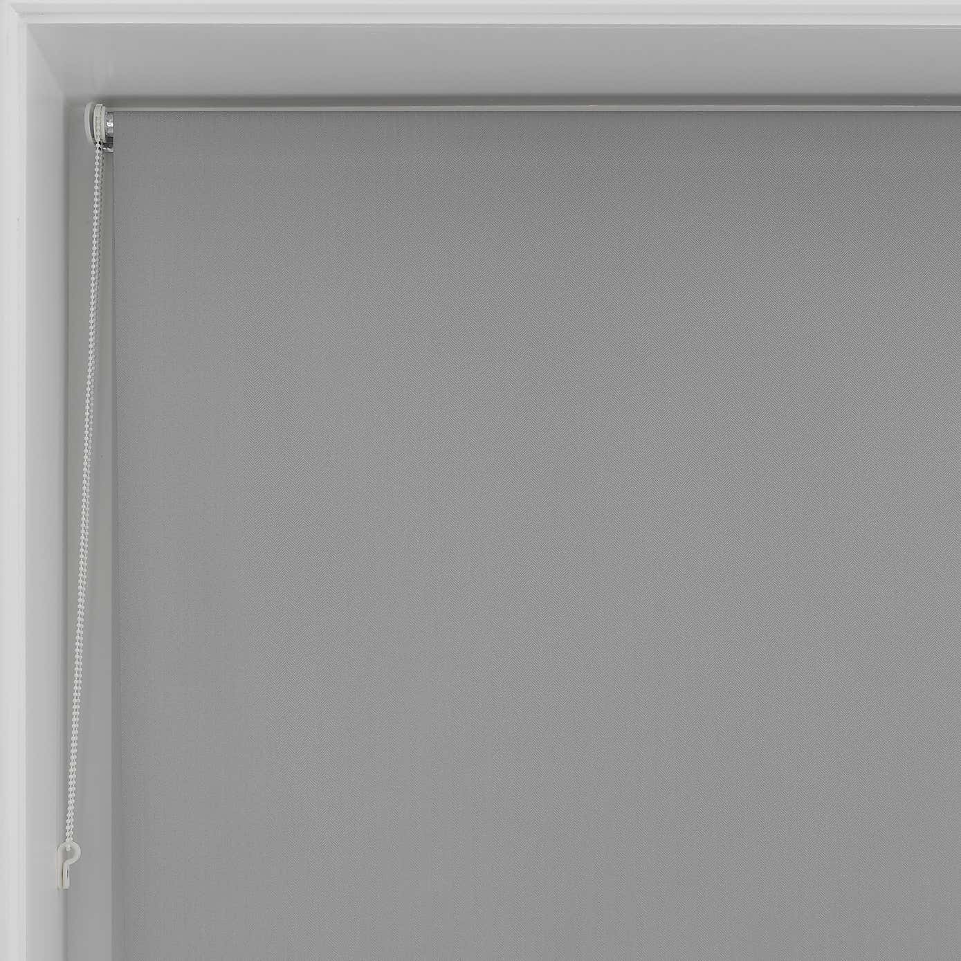 Grey Herringbone Blackout Roller Blind