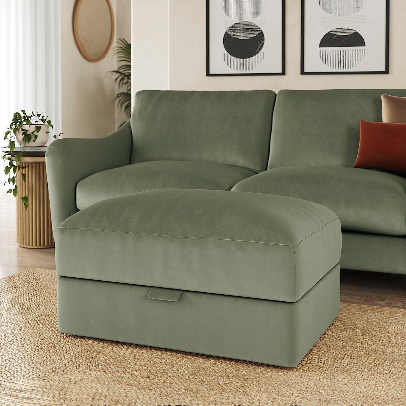 Hattie Matte Plush Velvet Storage Footstool