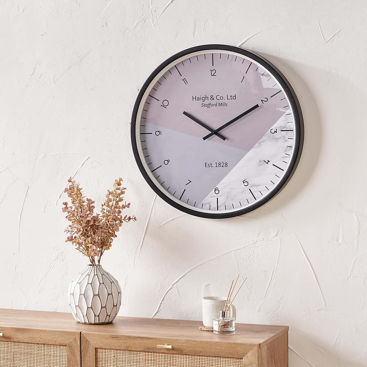 Geometric Marble Print Wall Clock