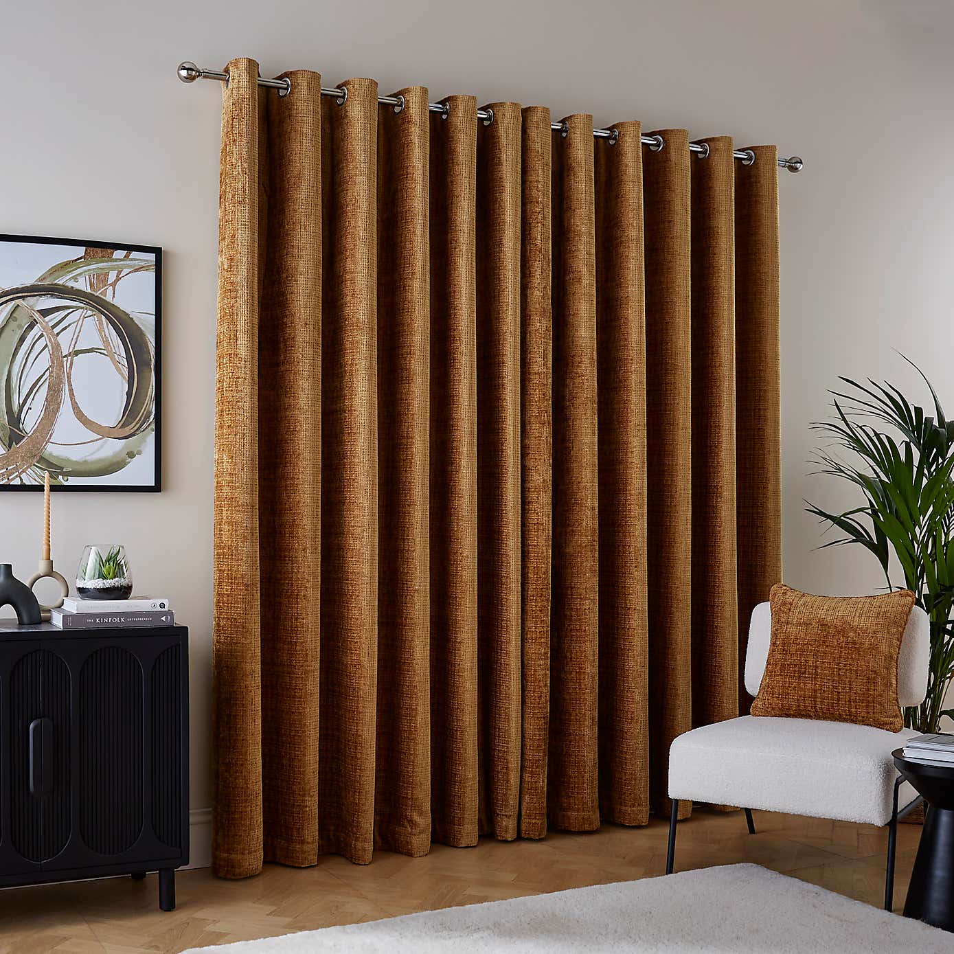 Cashton Chenille Heavyweight Eyelet Curtains
