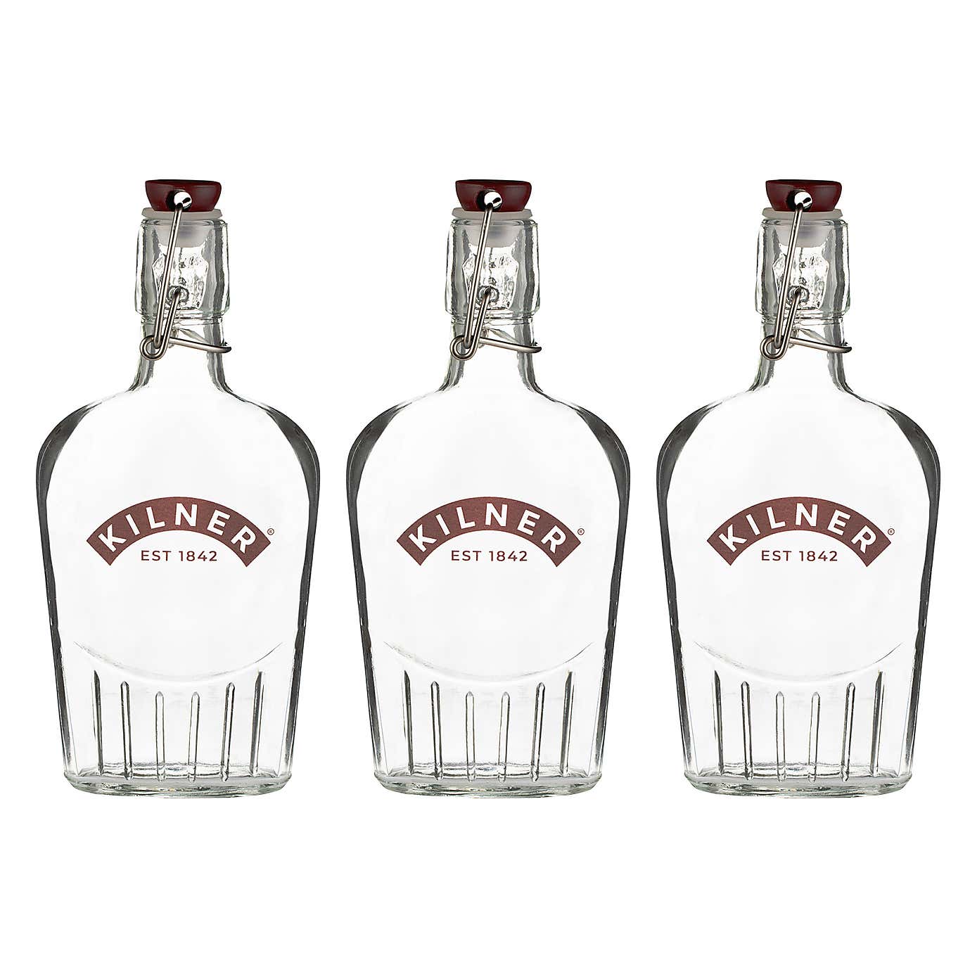 Kilner Set of 3 Clip Lock Sloe Gin Bottles, 0.3L