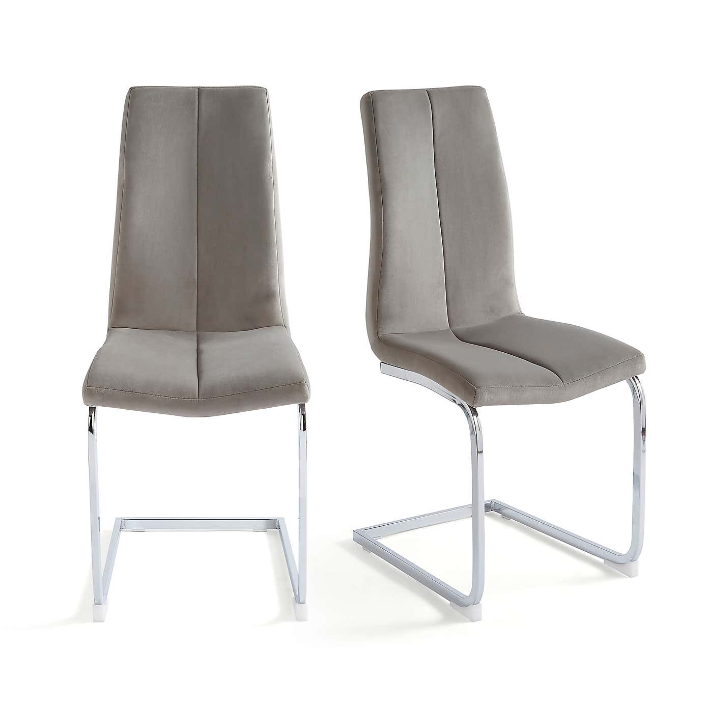Jamison Set of 2 Dining Chairs Light Grey Velvet