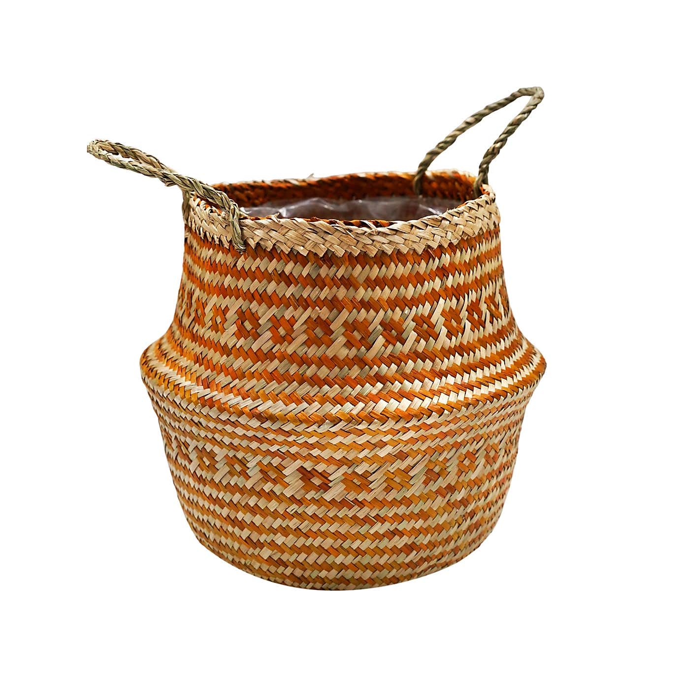 Medium Seagrass Tribal Black Lined Basket