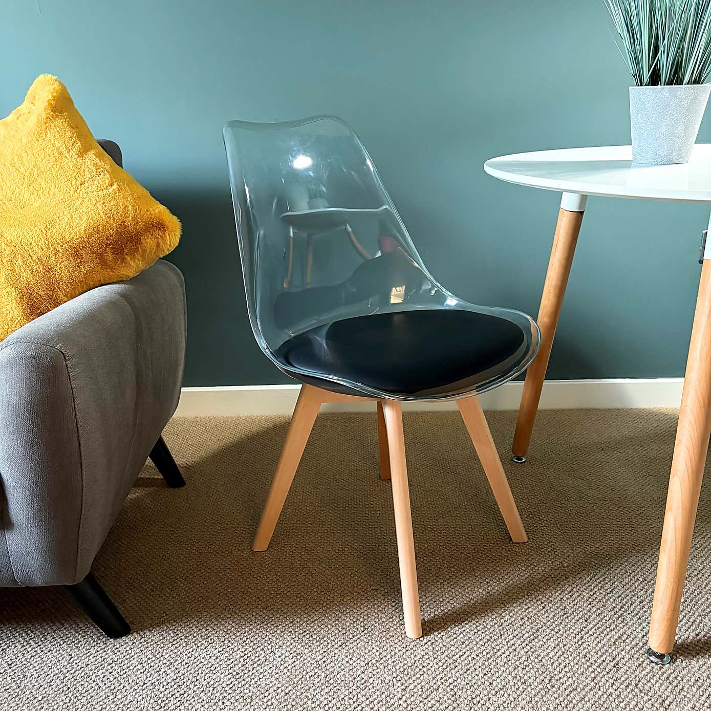 Fusion Living Soho Clear Plastic Dining Chair with Squared Legs