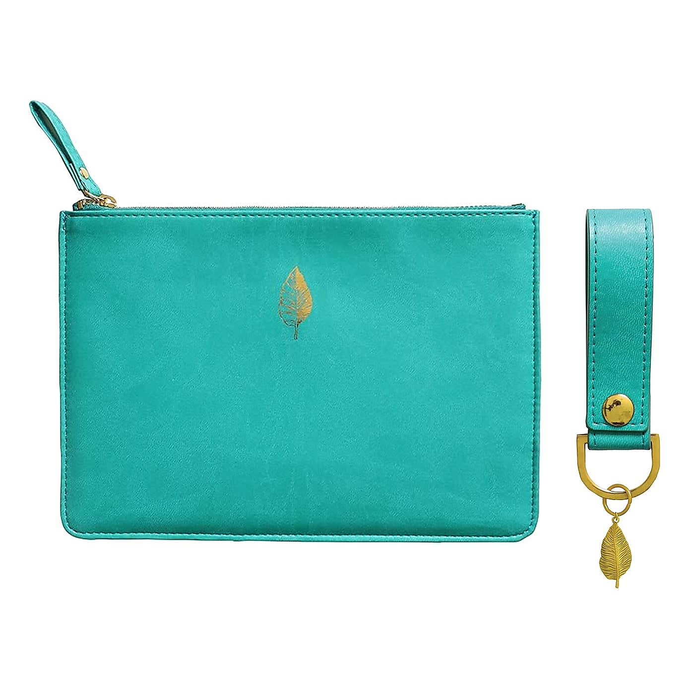 Brandvine Leaf Teal Pouch with Keyring