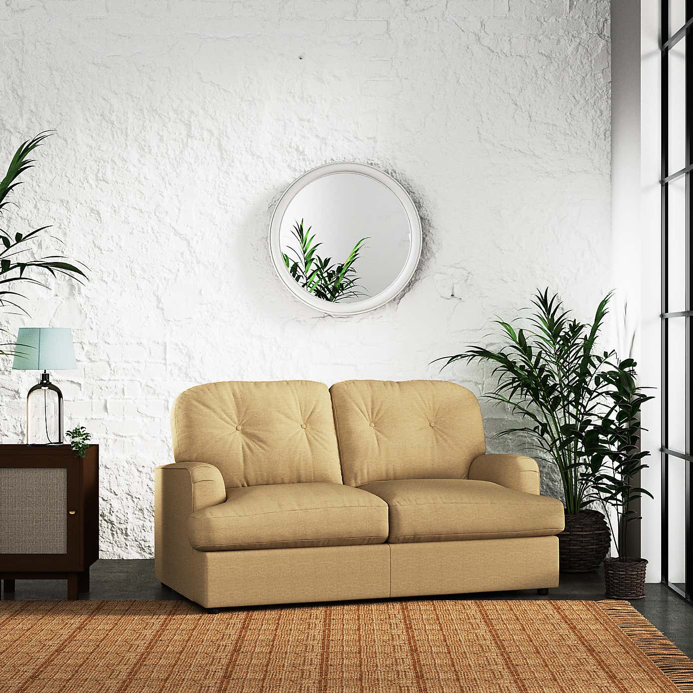 Martha Slub Faux Linen 2 Seater Double Sofa Bed