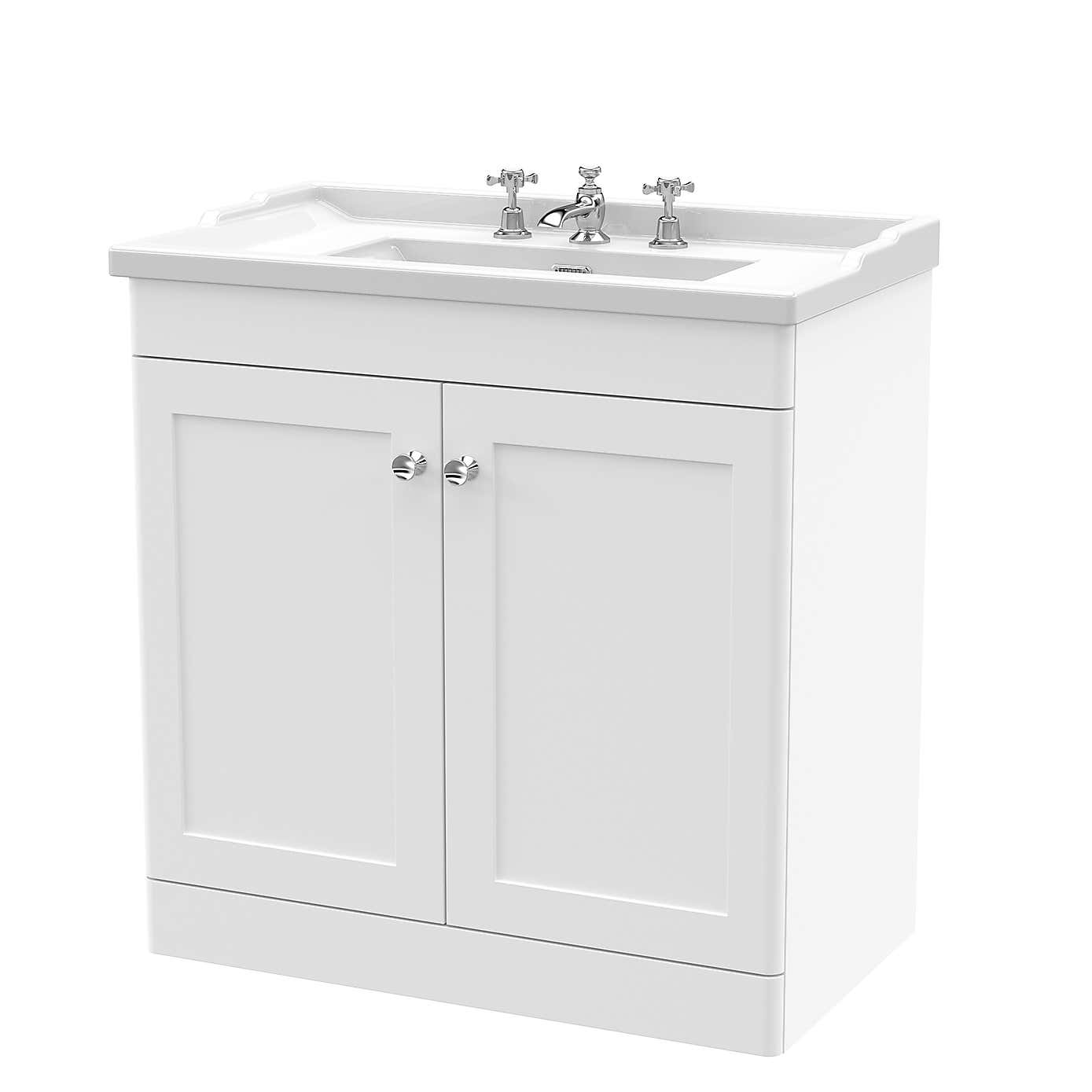 Classique Floor Standing 2 Door Vanity Unit with Ceramic Basin