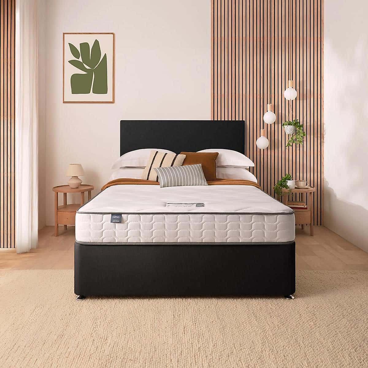 Silentnight 2 Drawer Divan Bed With Fabric Paris Headboard