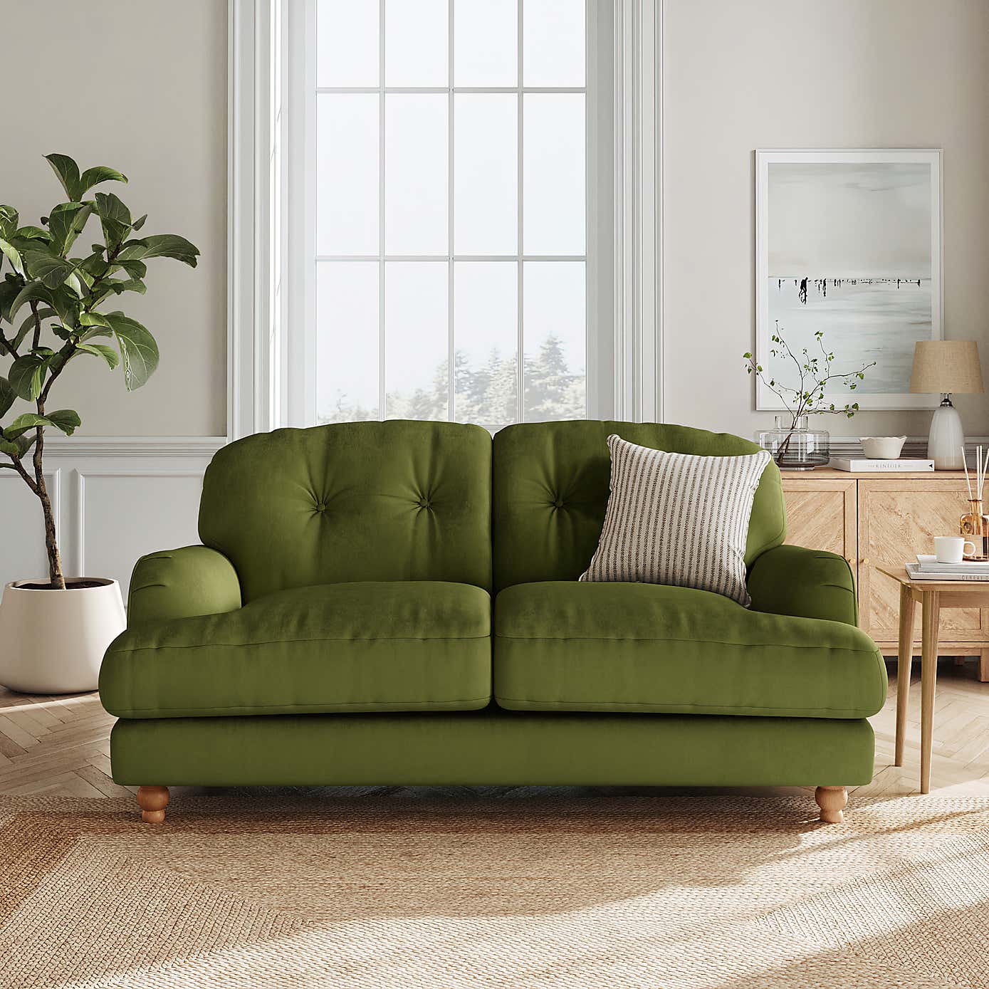 Martha Matte Plush Velvet 2 Seater Sofa