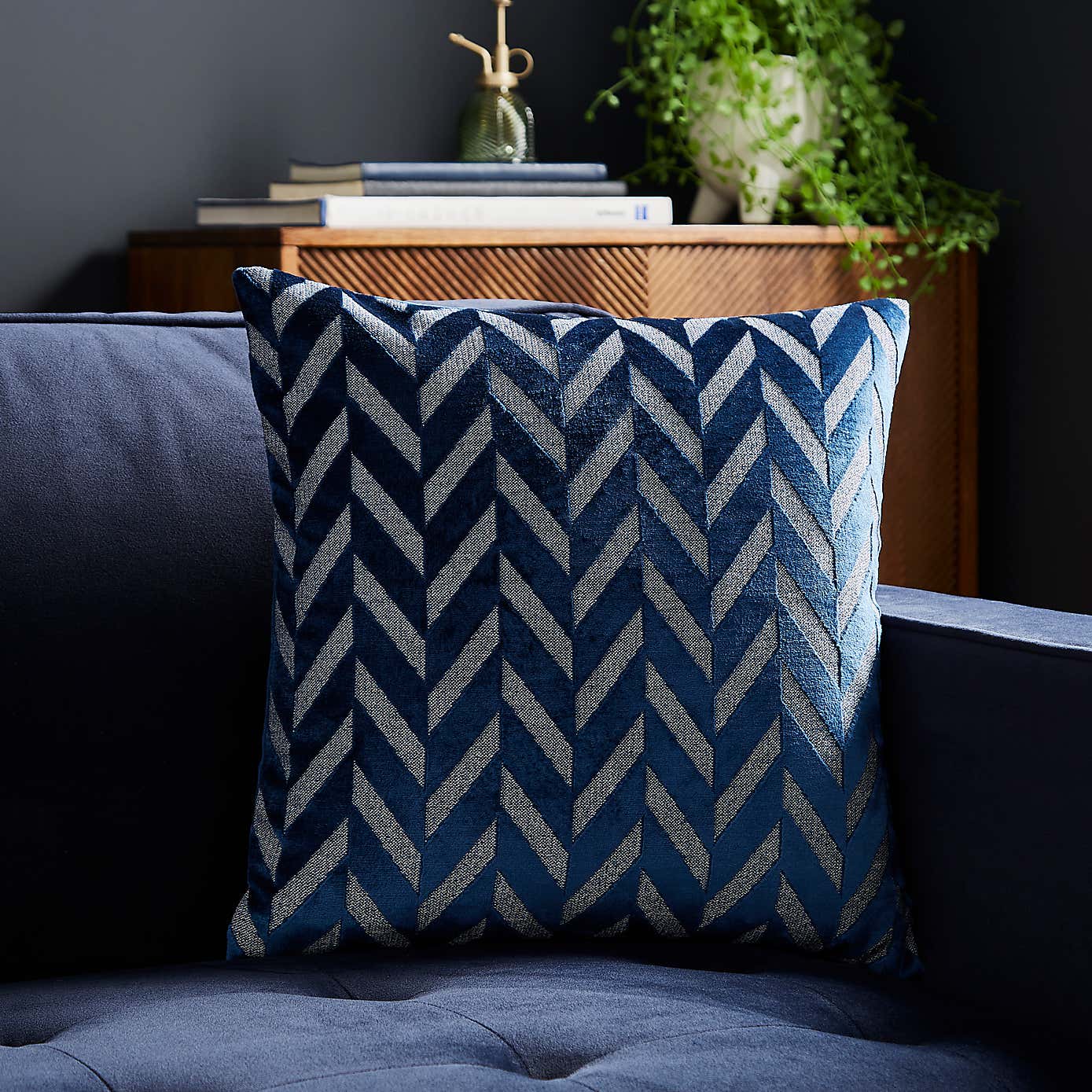 Cut Velvet Chevron Cushion Cover