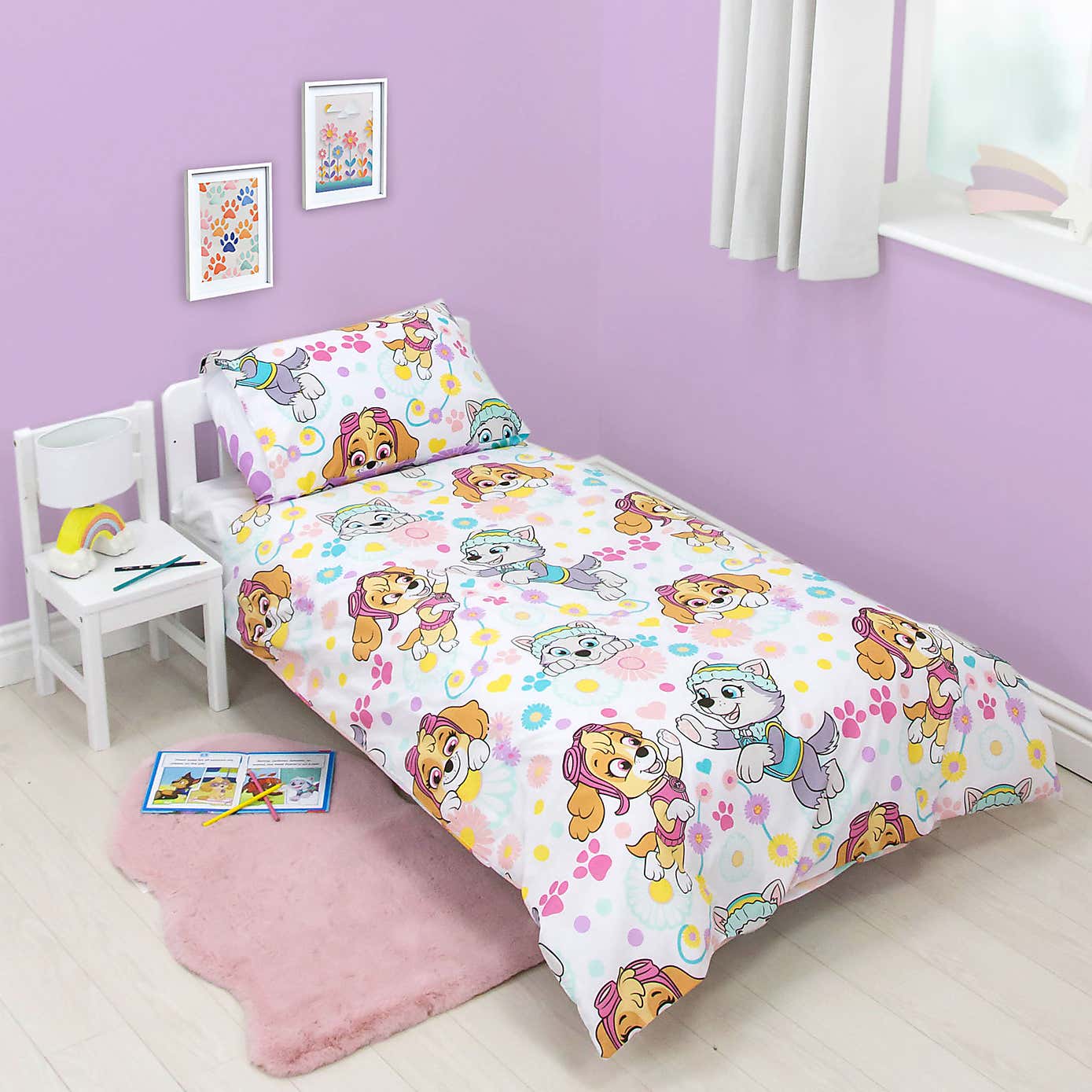 Paw Patrol Flowers Toddler Duvet Cover and Pillowcase Set