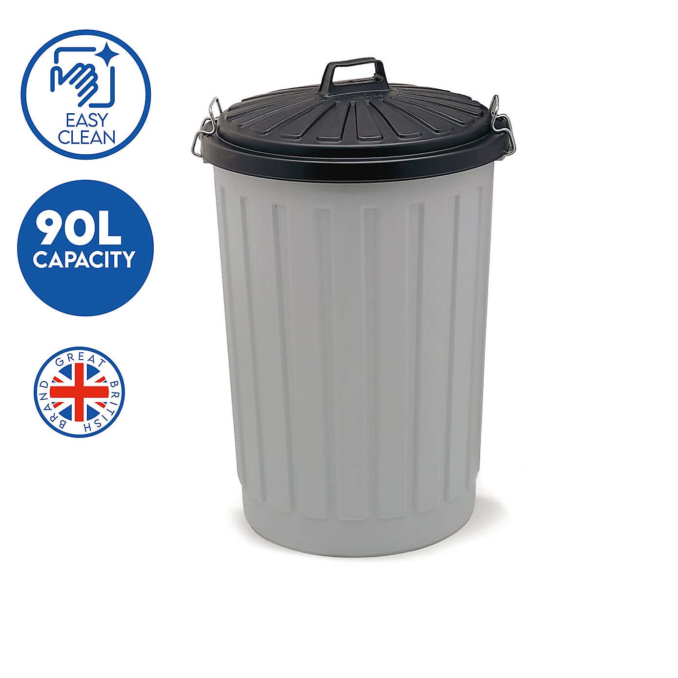 Addis 90L Heavy Duty Round Dustbin With Locking Lid