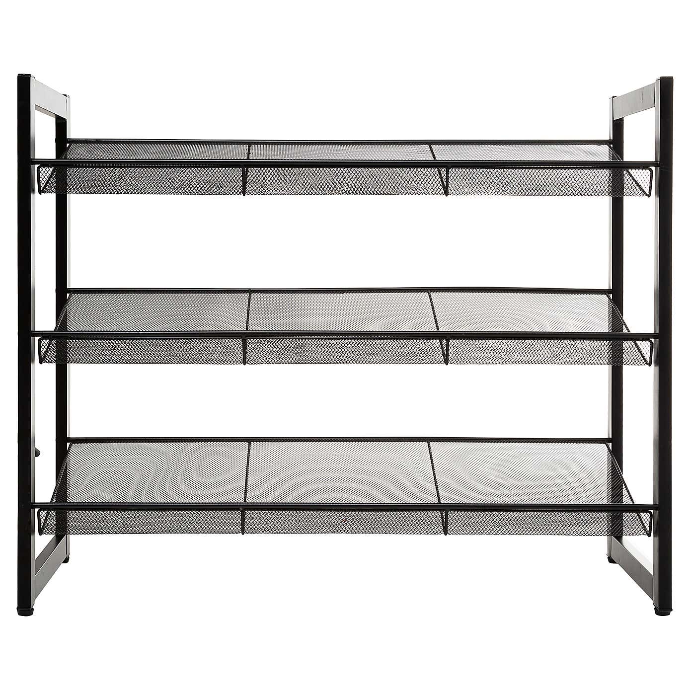 Metal Black 9 Pair Shoe Storage Rack