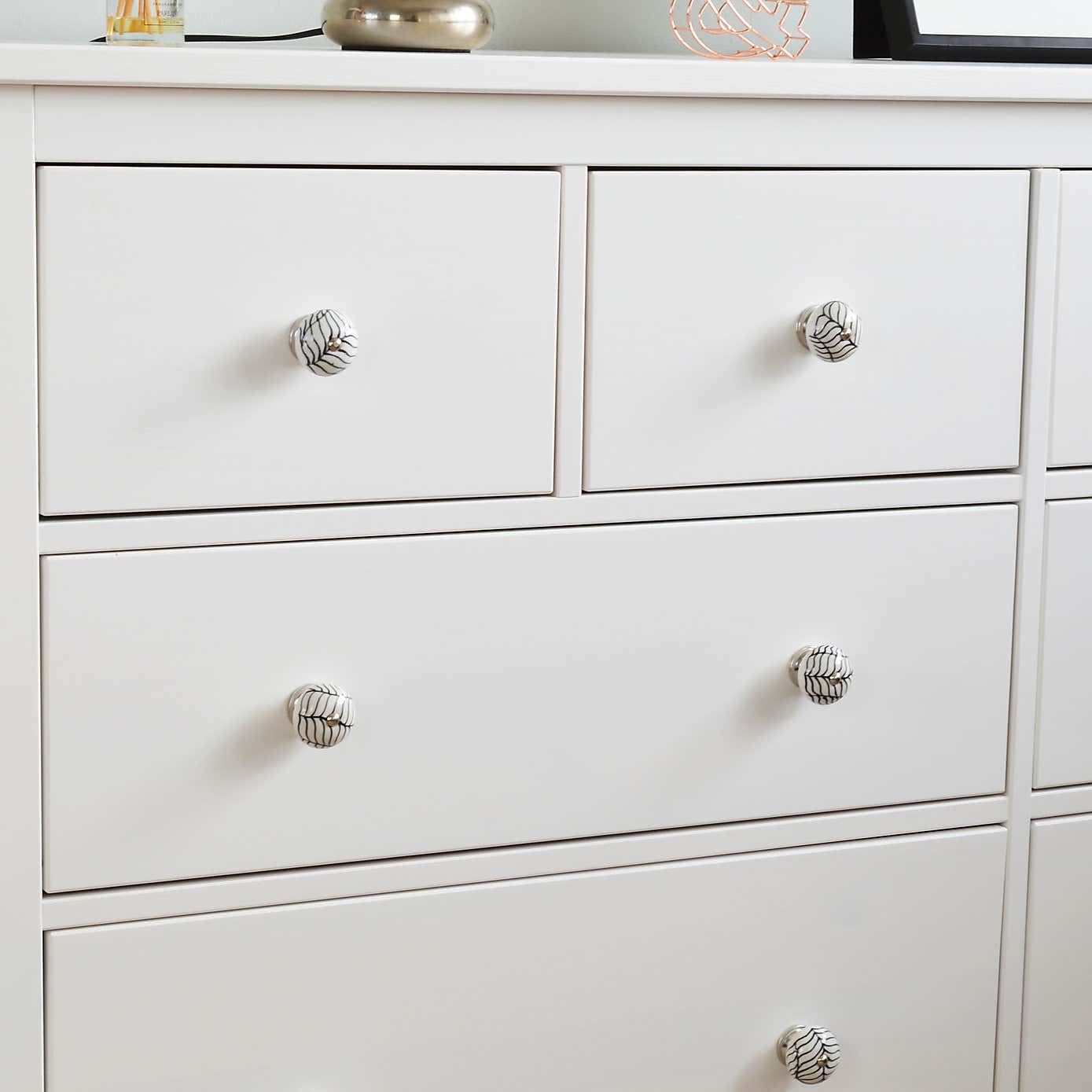 Set of 6 Nicola Spring Black Fern Round Drawer Knobs