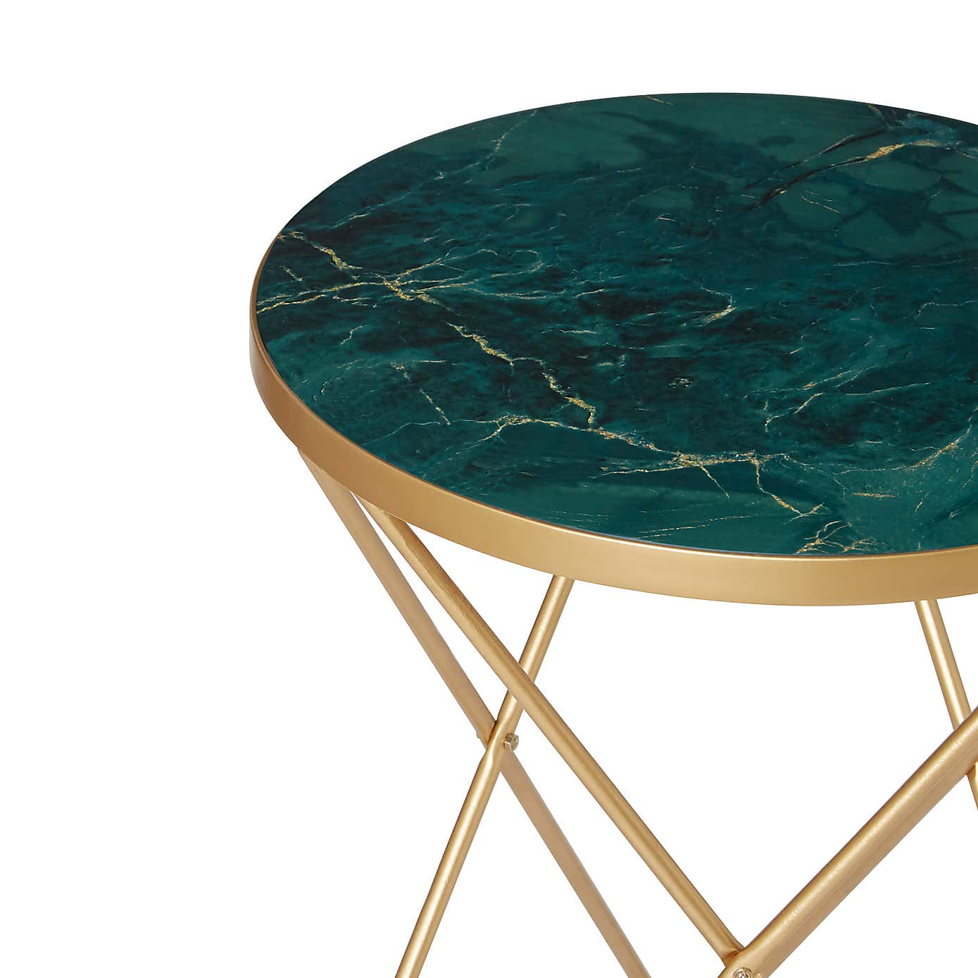 Zoey Green Marble Effect Side Table