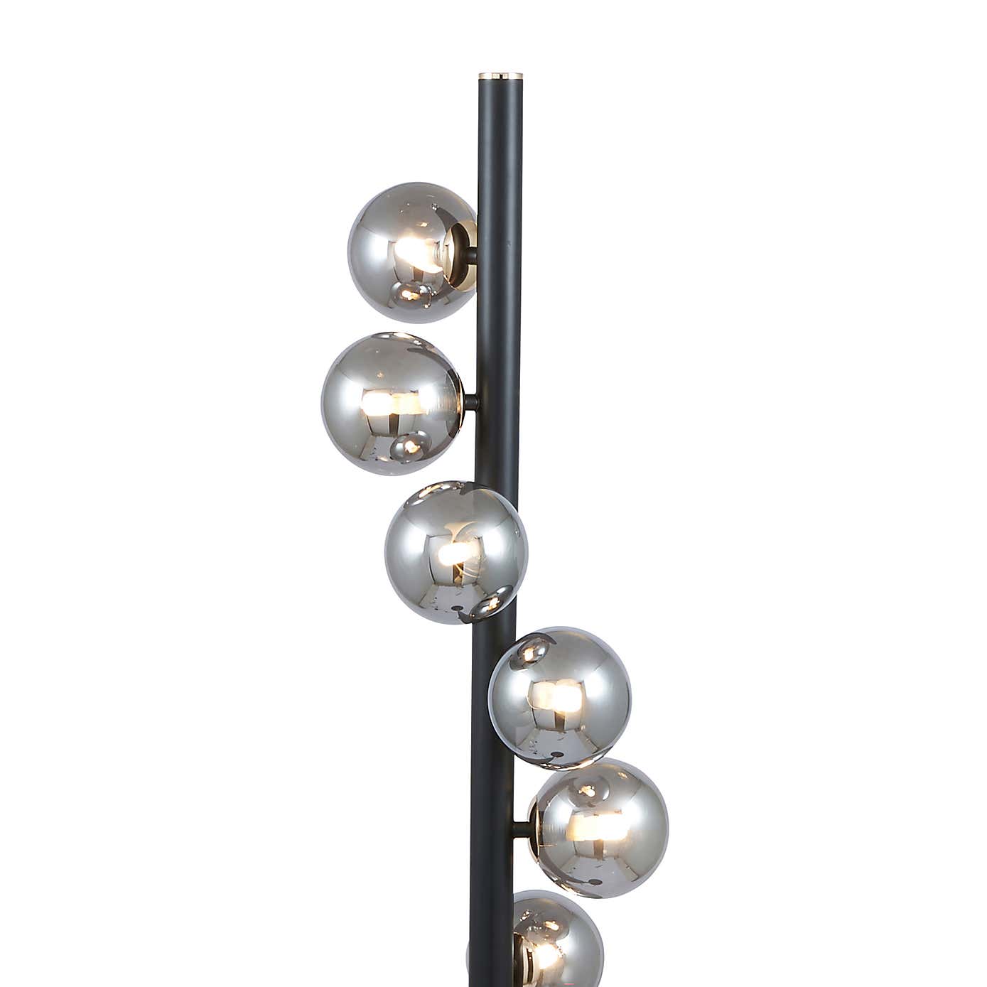 Blair Smoke Glass Ball and Black Metal Floor Lamp