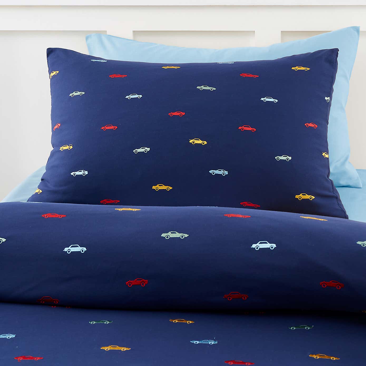 Catherine Lansfield Cars Embroidered Duvet Cover and Pillowcase Set