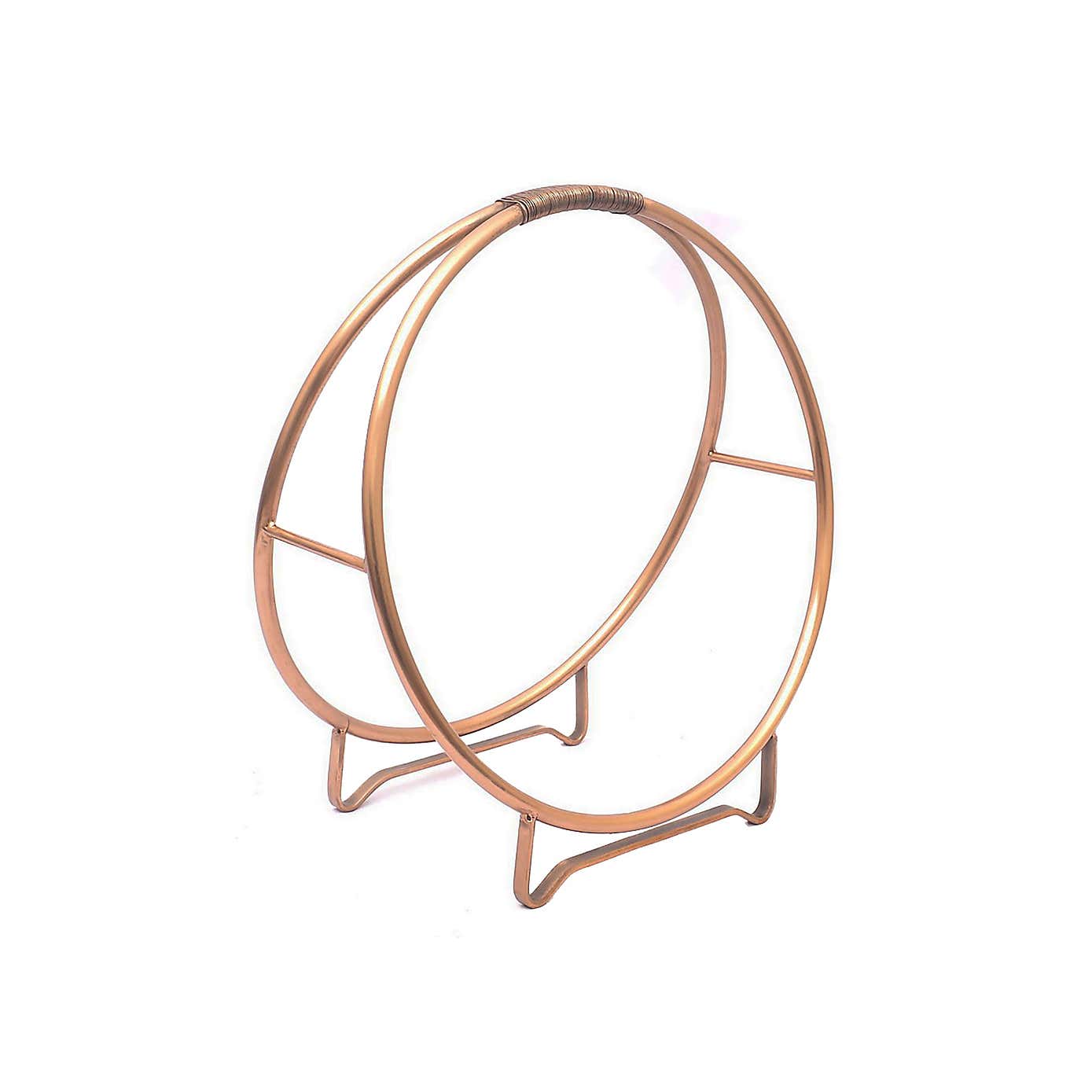 Contemporary 42cm Round Copper Log Holder