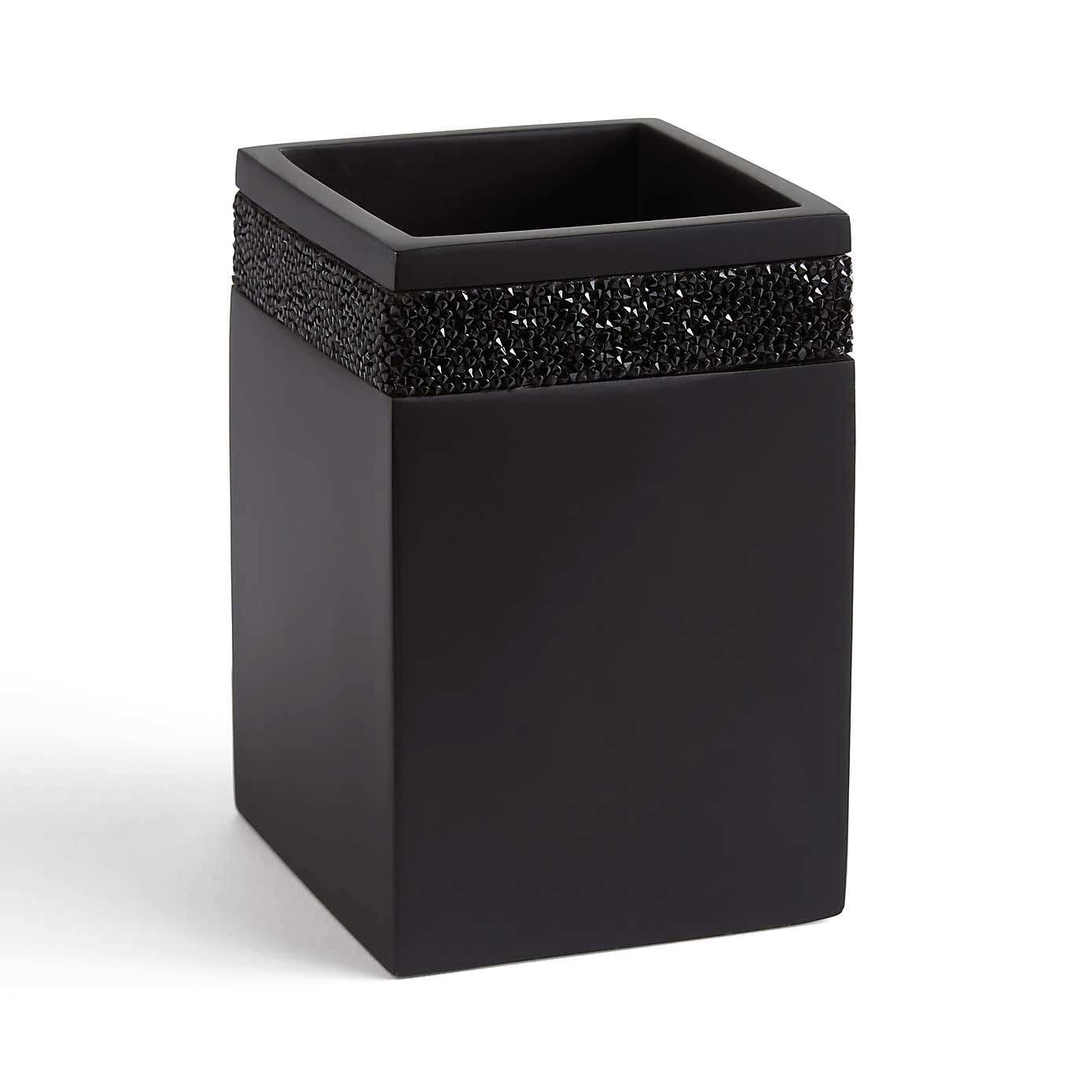 Sparkle Black Square Toothbrush Holder