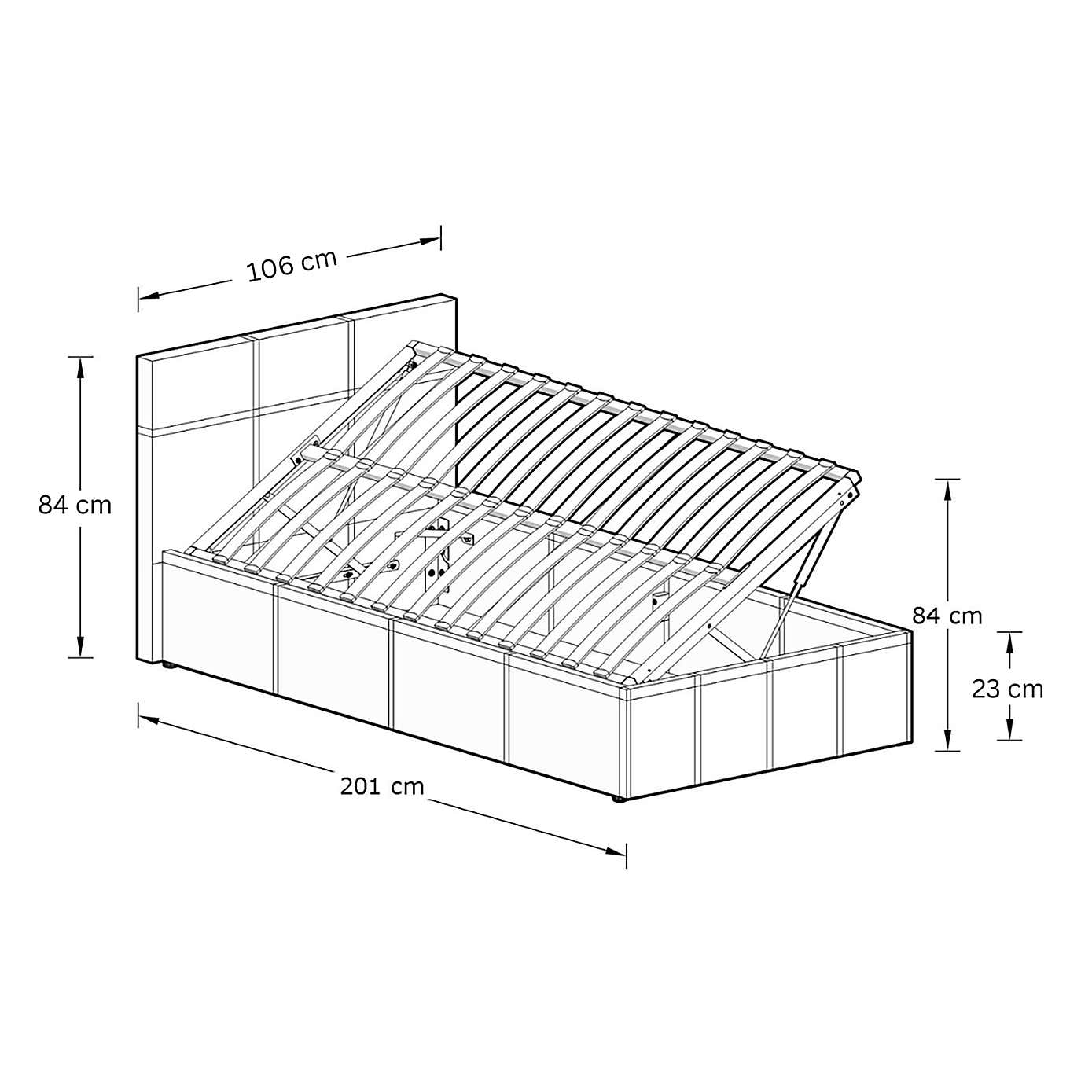 Side Lift Ottoman Bed Frame, Faux Leather