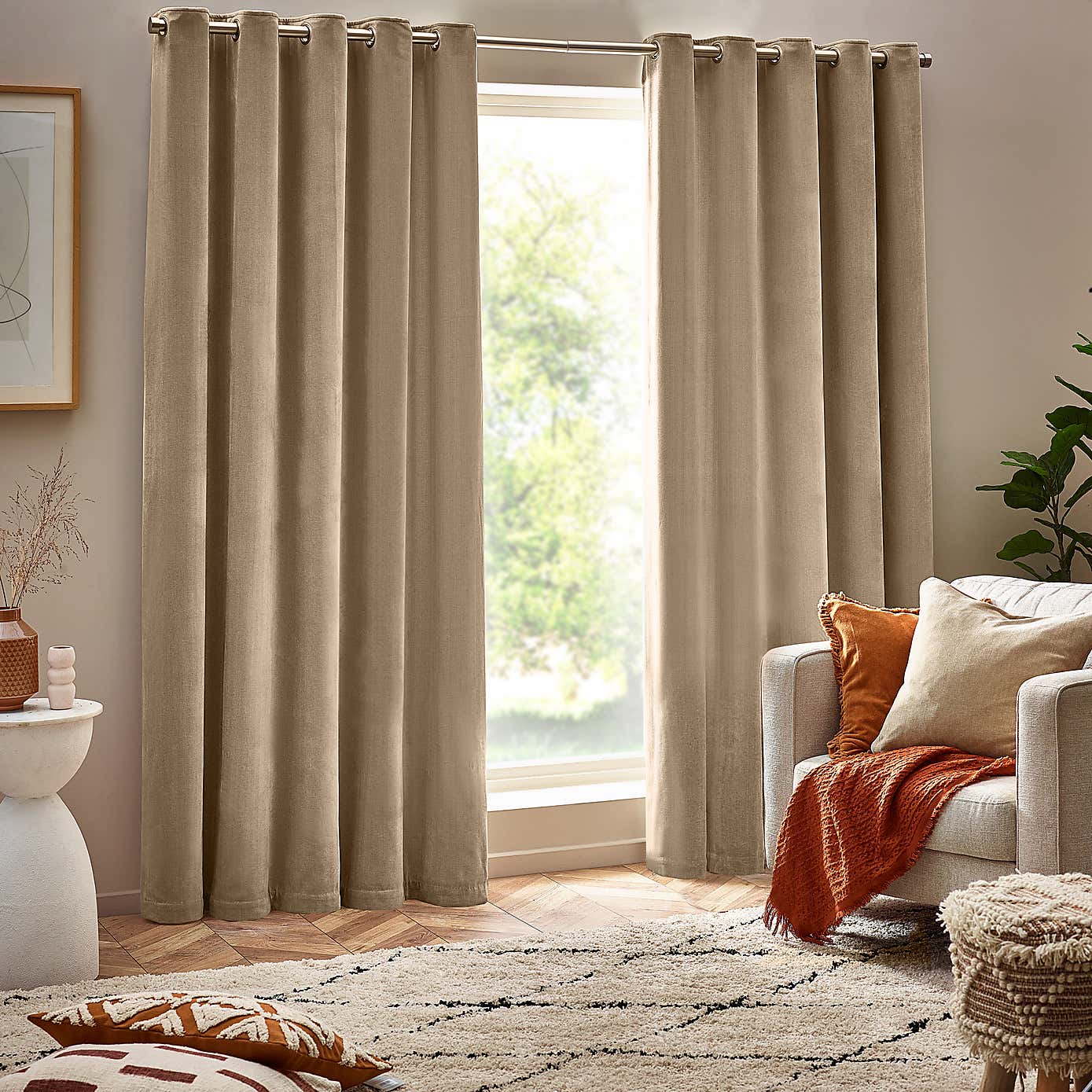 Yard Heavy Chenille Eyelet Curtains