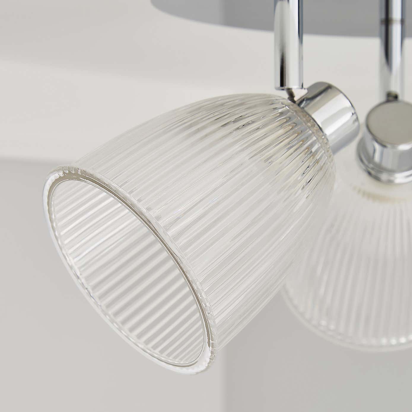Bremont 3 Light Ribbed Glass Bathroom Spotlight