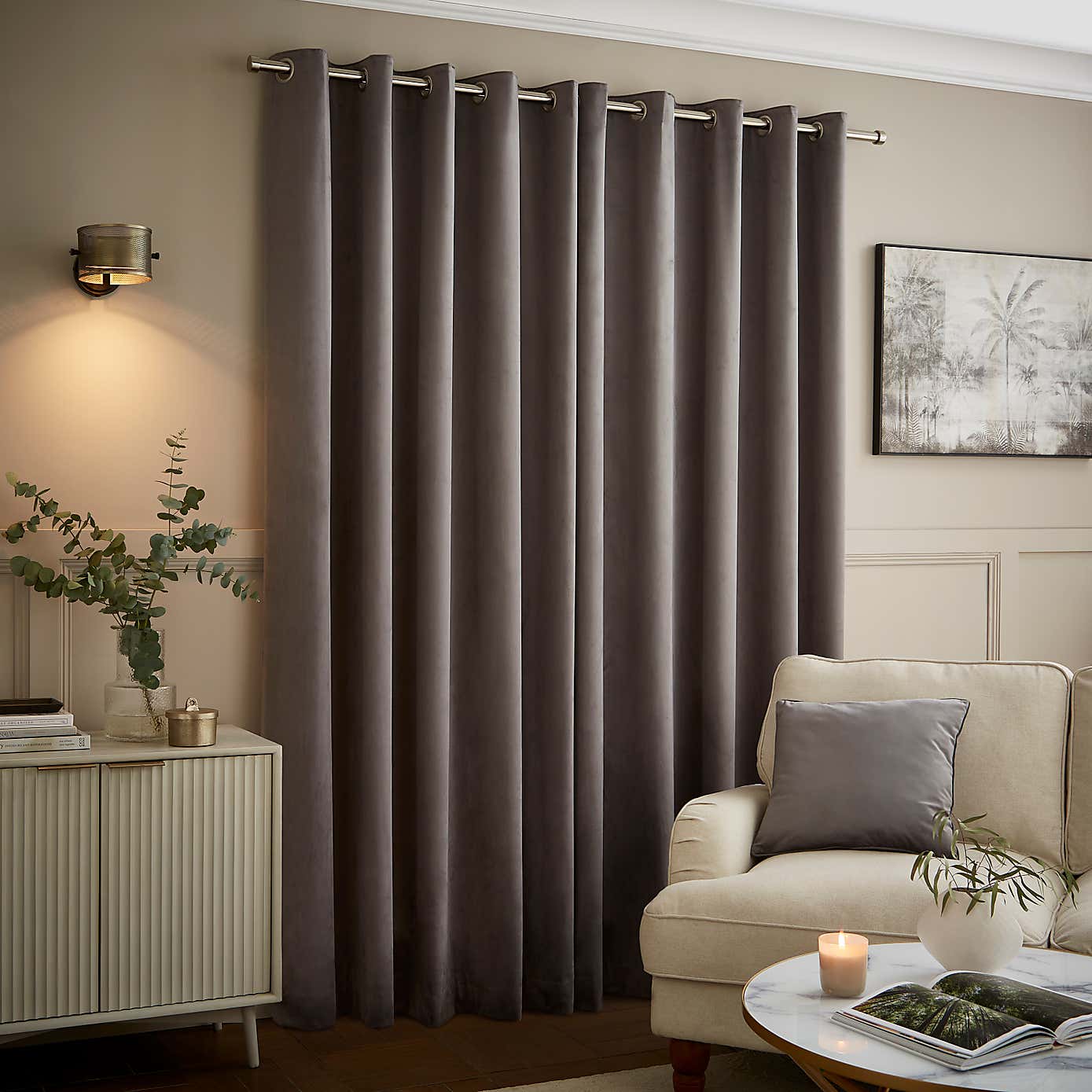 Recycled Velour Eyelet Curtains