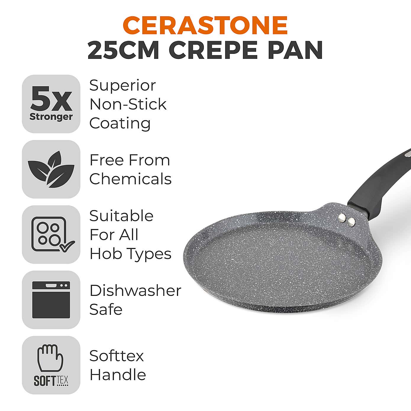 Tower Cerastone Non-Stick Forged Aluminium Pancake Pan, 25cm