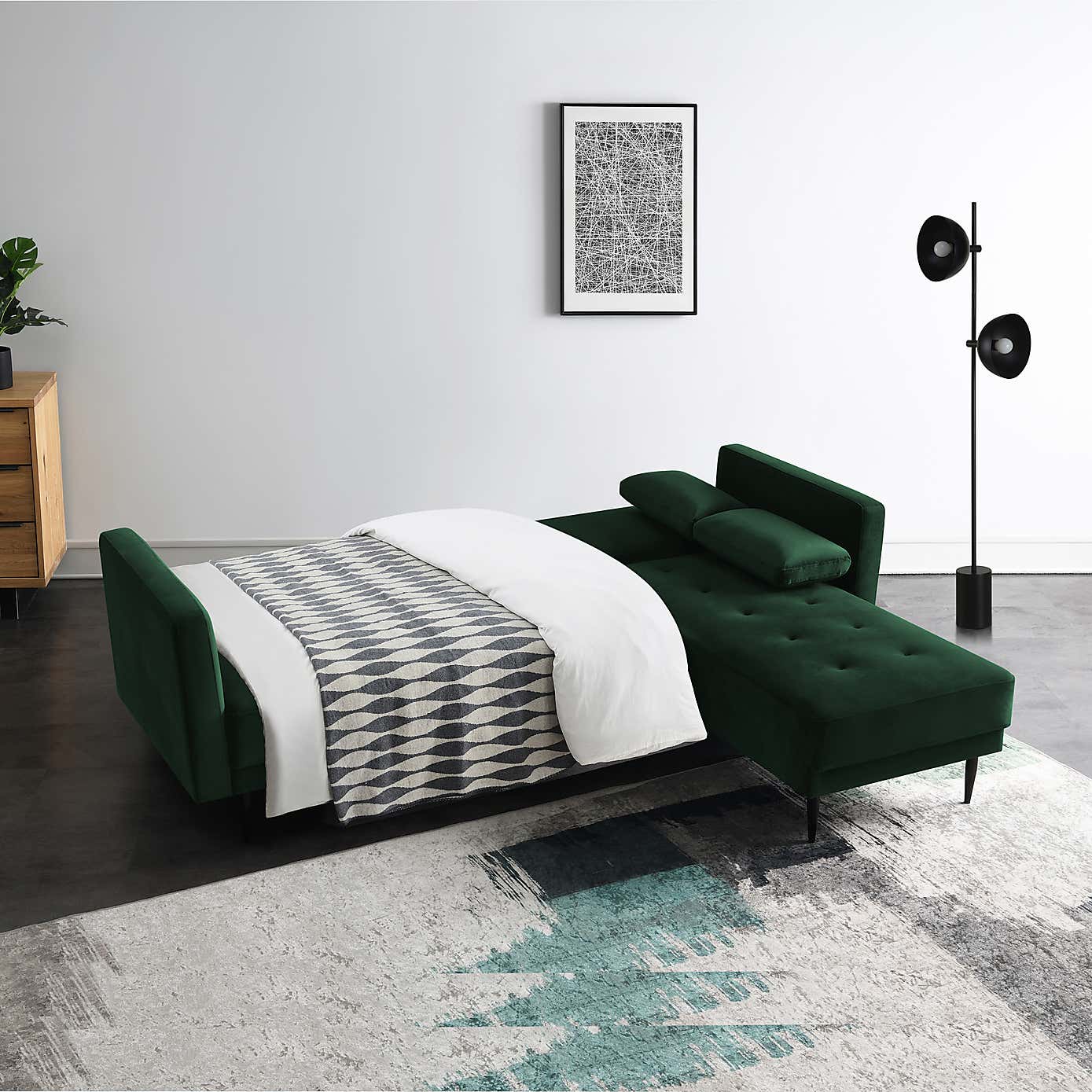 Selassi Velvet 3 Seater Corner Sofa Bed