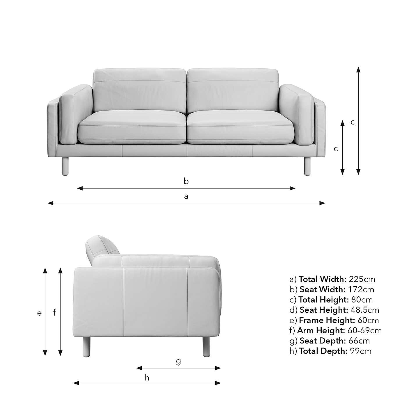 Newton Classic Leather 4 Seater Sofa