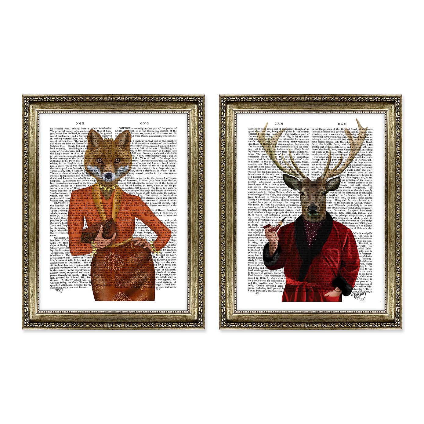 Mr and Mrs I by Fab Funky Set of 2 Framed Prints