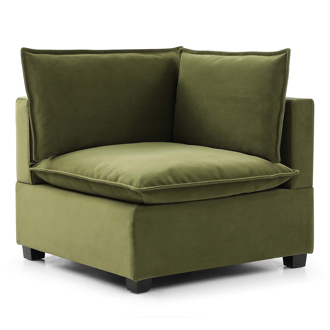 Moda 3 Seater Modular Sofa with Chaise, Olive Velvet