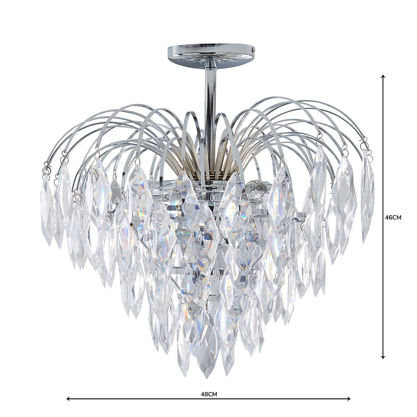 Parla 1 Light Jewels Semi-Flush Ceiling Fitting