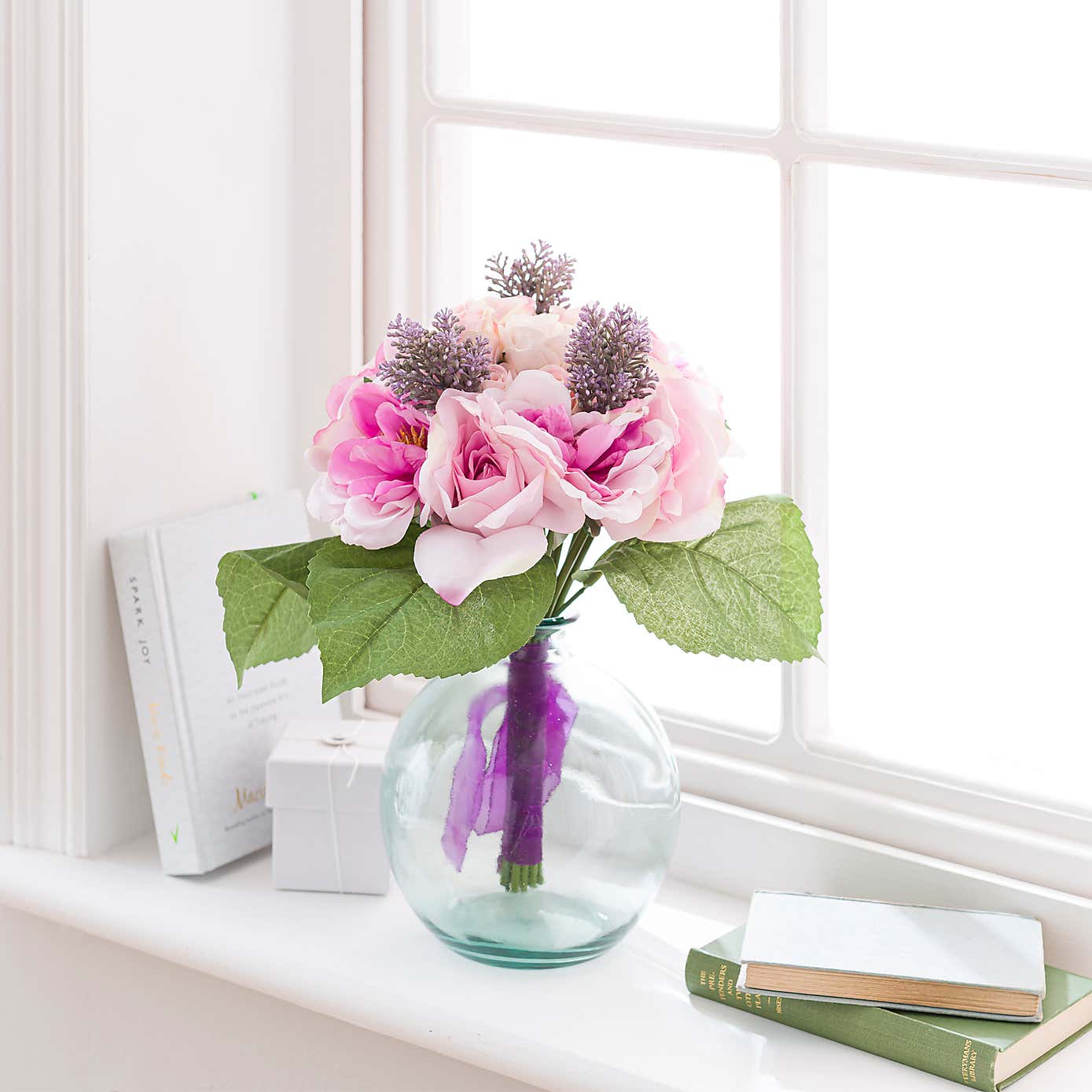 Artificial Pink Rose and Peony Bouquet