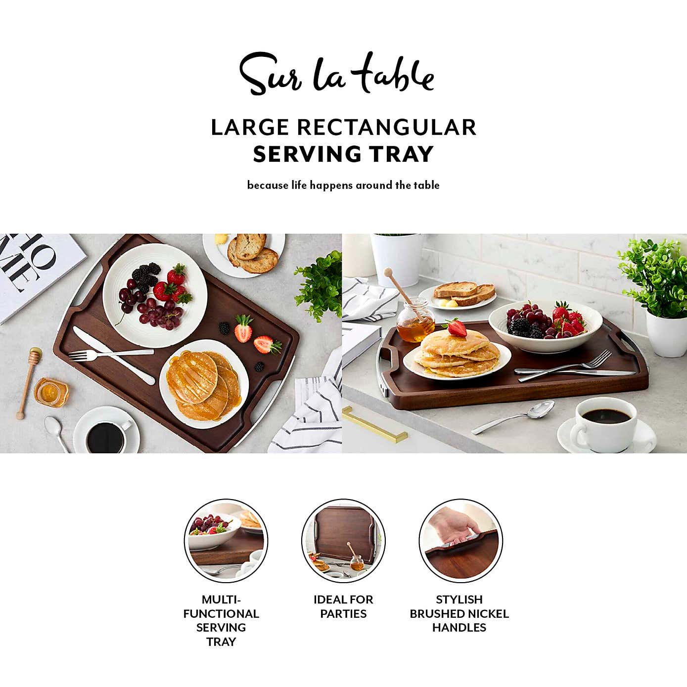 Sur La Table Rectangular Acacia Wood Serving Tray