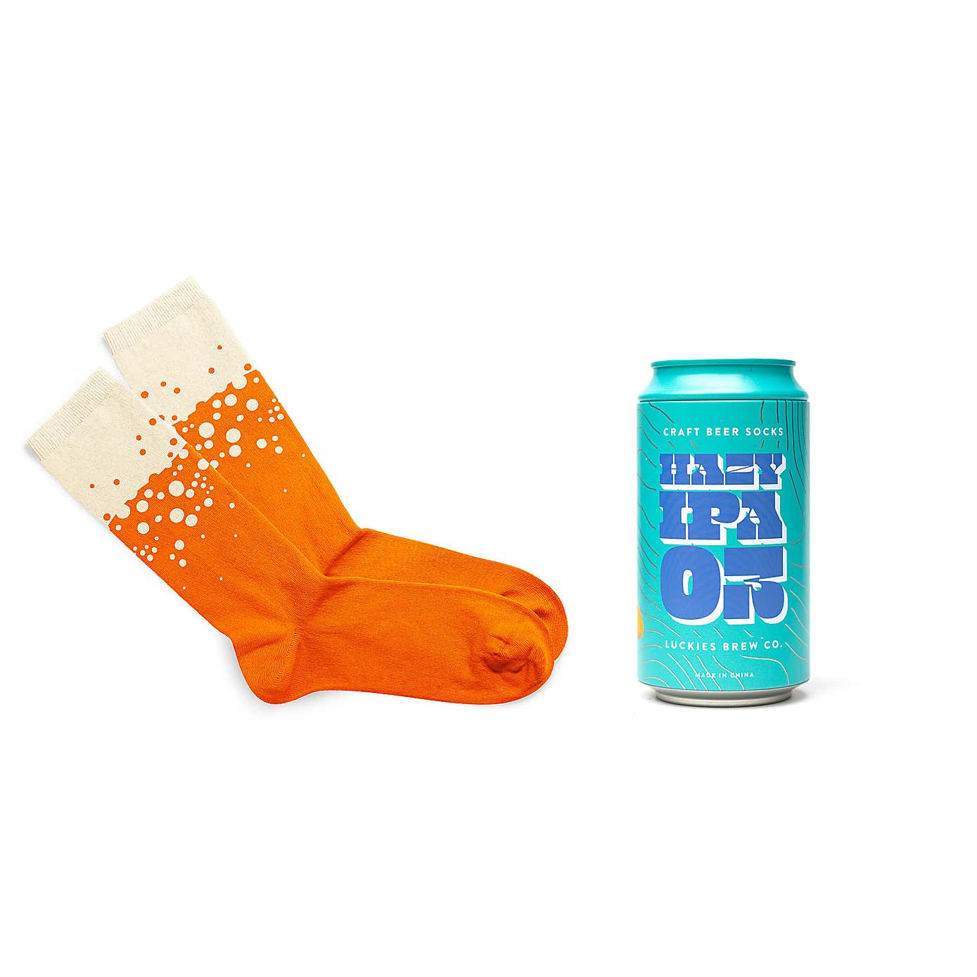 Luckies Hazy IPA Orange Craft Beer Socks