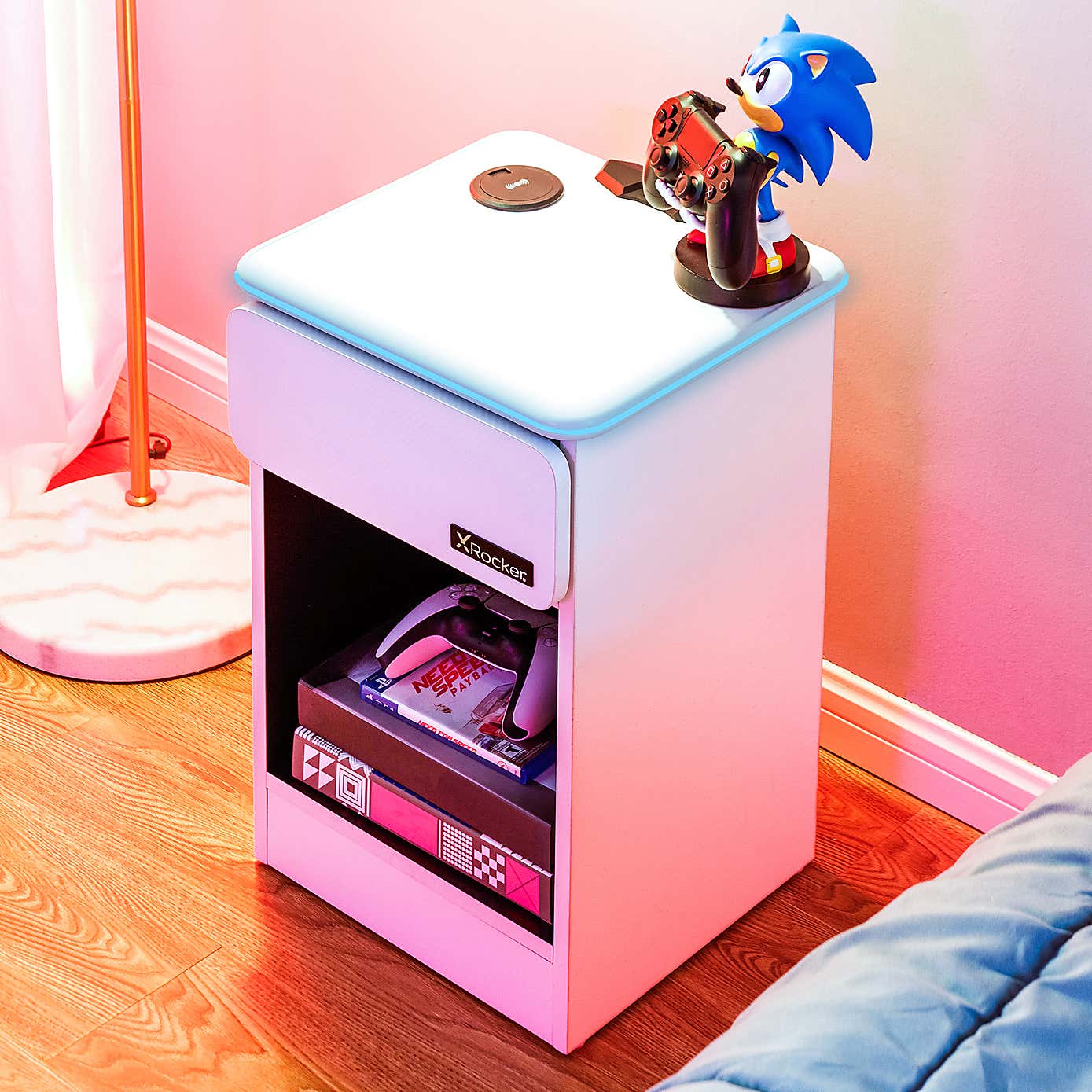 X Rocker Carbon Tek Bedside Table with Wireless charging