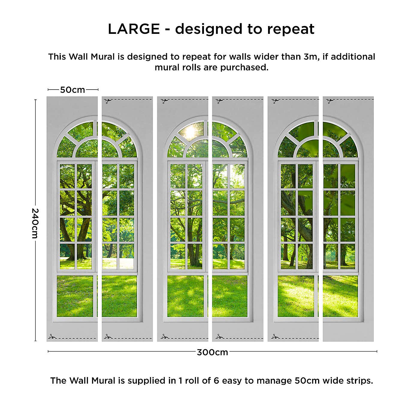 Arch Windows White Mural
