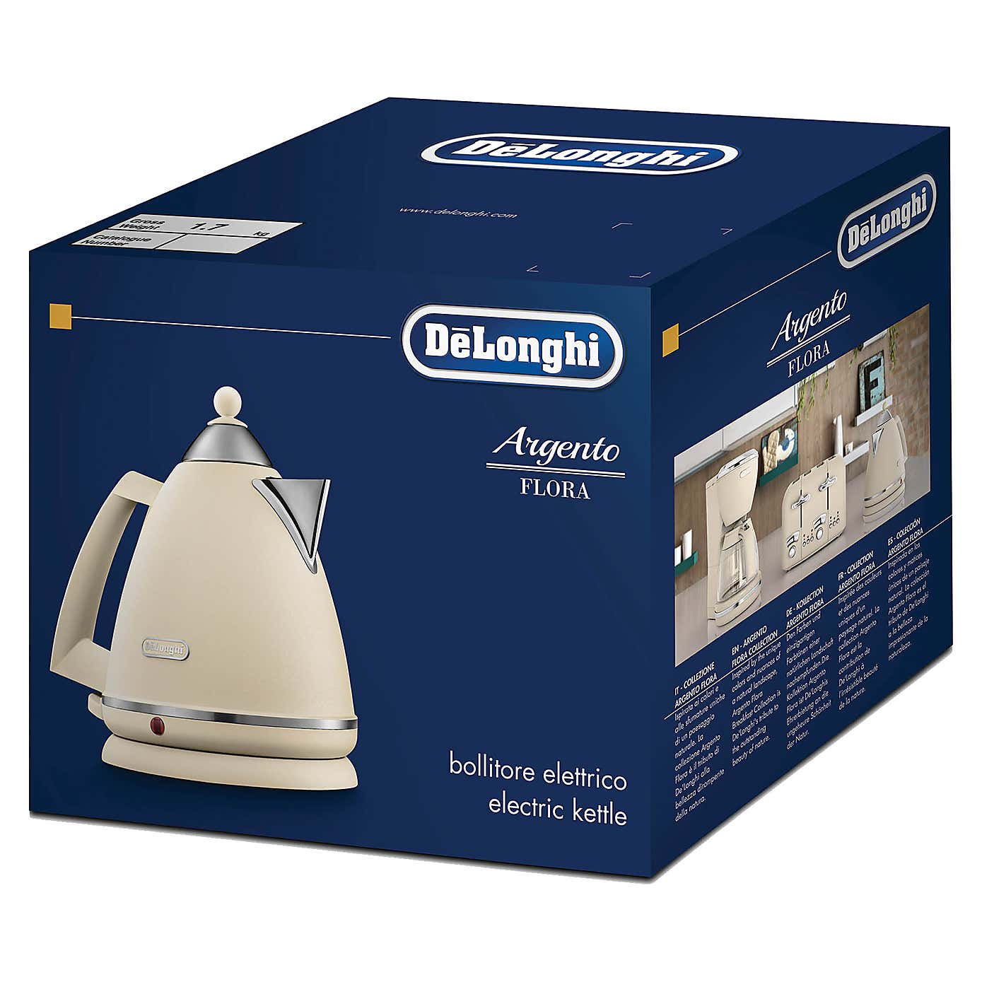 Delonghi 1700ml Argento Kettle