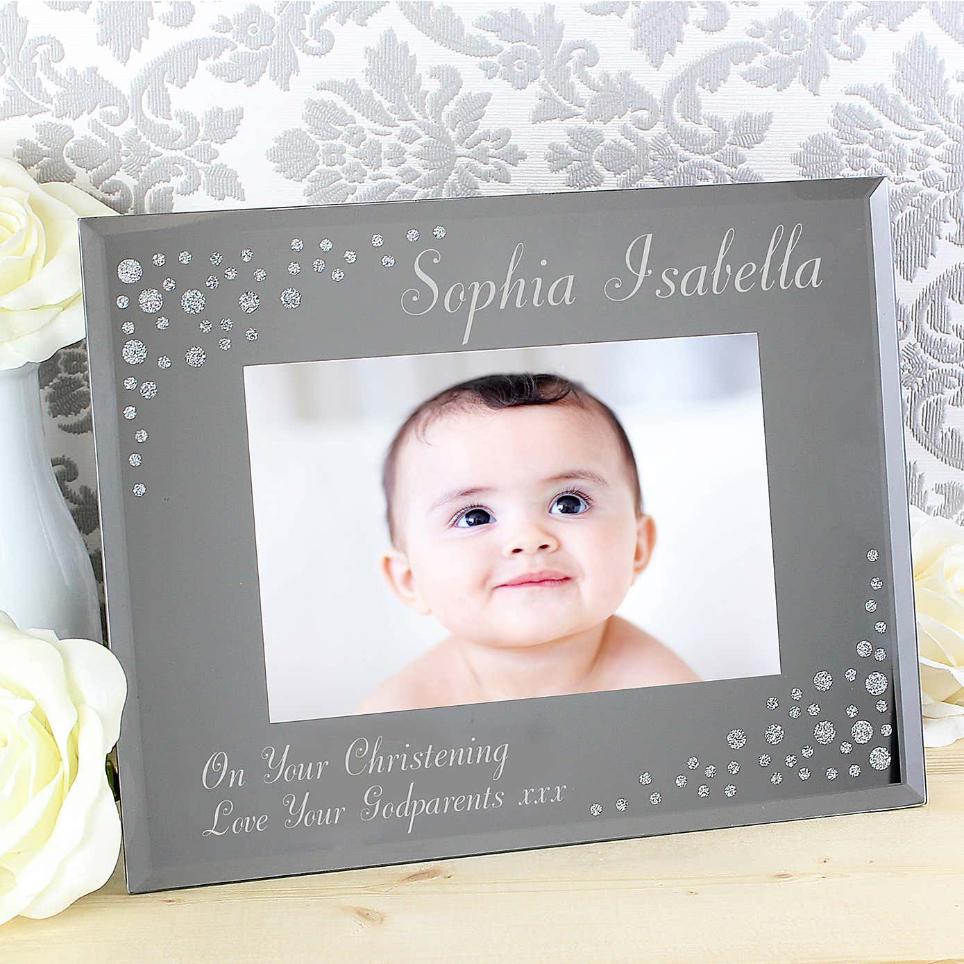 Personalised Diamante Glass Landscape Photo Frame